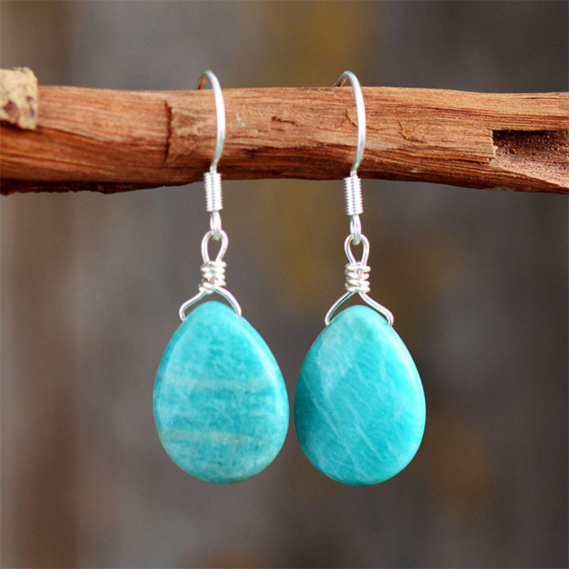 Natural Amazonite Teardrop Earrings