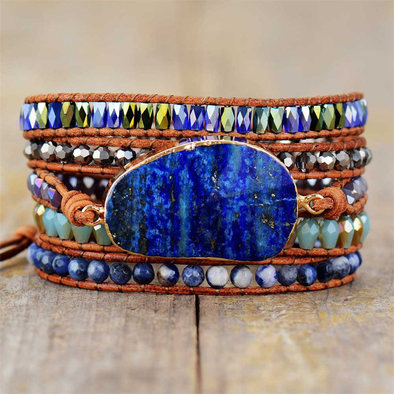 Ocean Blue Lapis Lazuli Wrap Bracelet