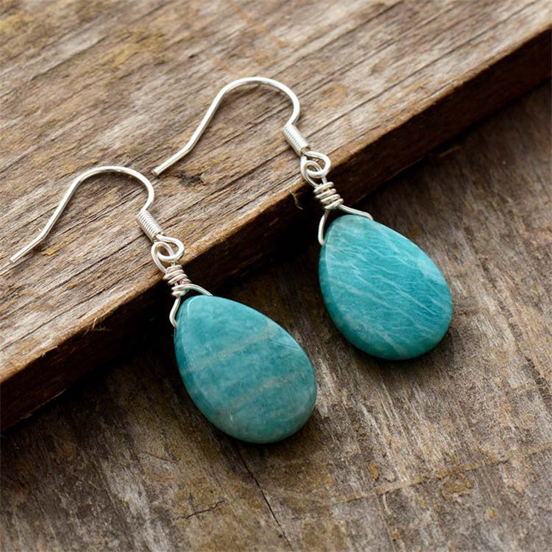 Natural Amazonite Teardrop Earrings