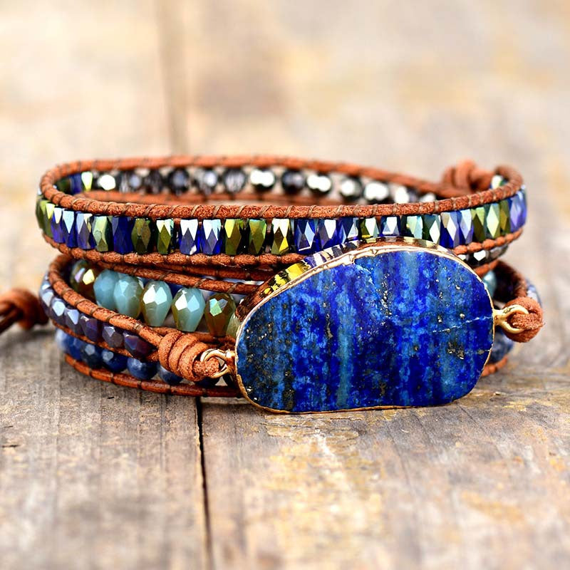 Ocean Blue Lapis Lazuli Wrap Bracelet