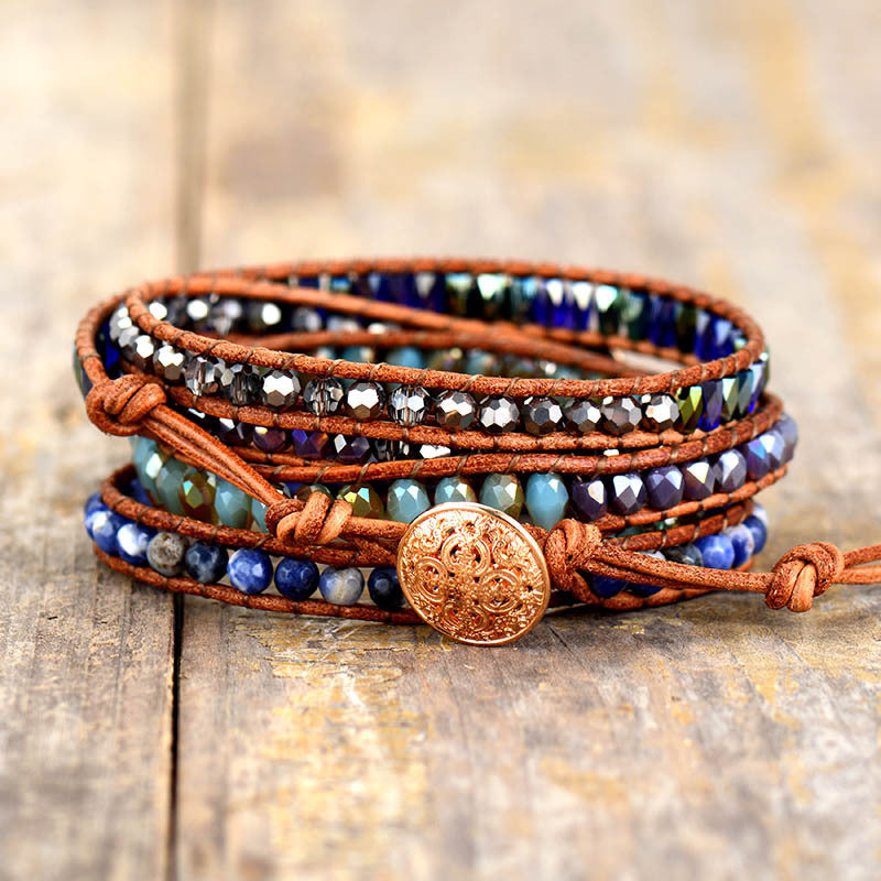 Ocean Blue Lapis Lazuli Wrap Bracelet