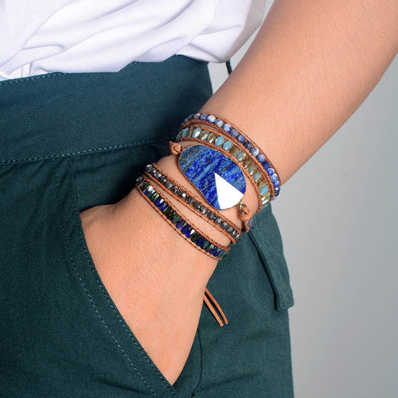 Ocean Blue Lapis Lazuli Wrap Bracelet