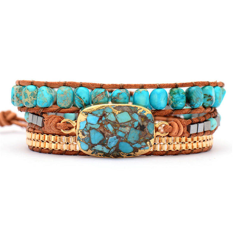 TURQUOISE & JASPER HEALING WRAP BRACELET