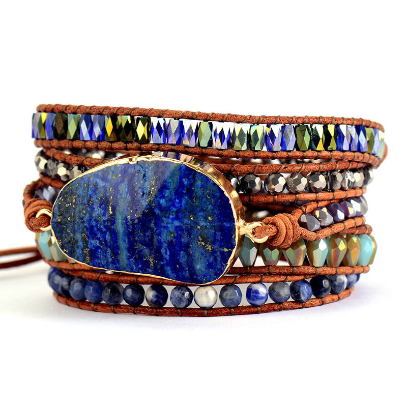Ocean Blue Lapis Lazuli Wrap Bracelet