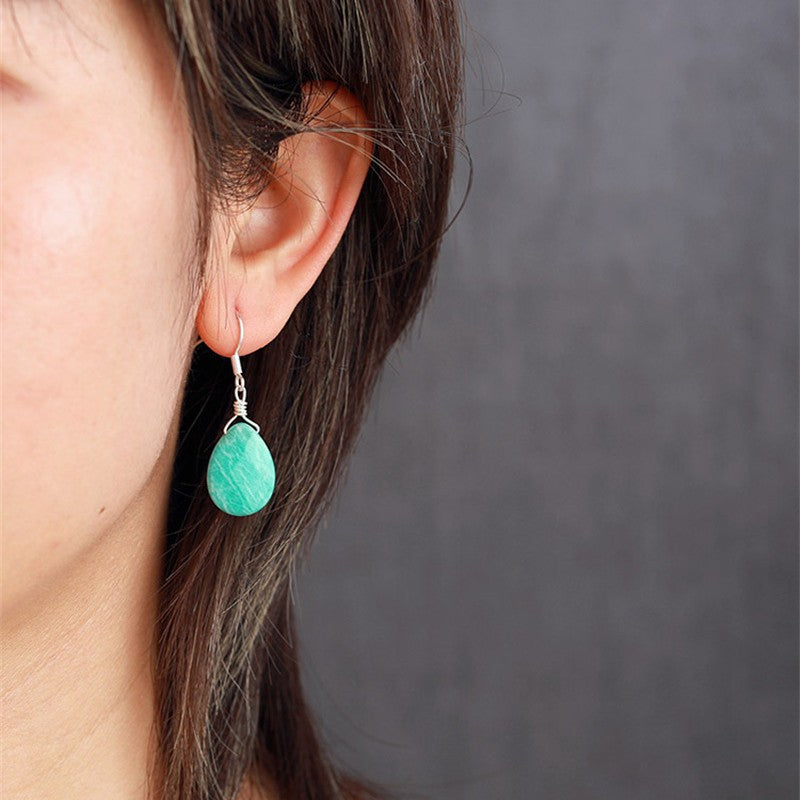 Natural Amazonite Teardrop Earrings