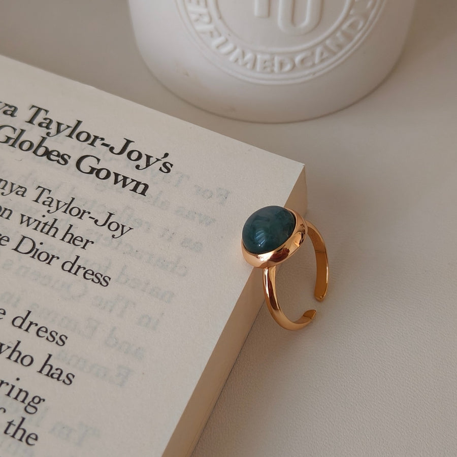 DOREA Moss Agate Adjustable Ring