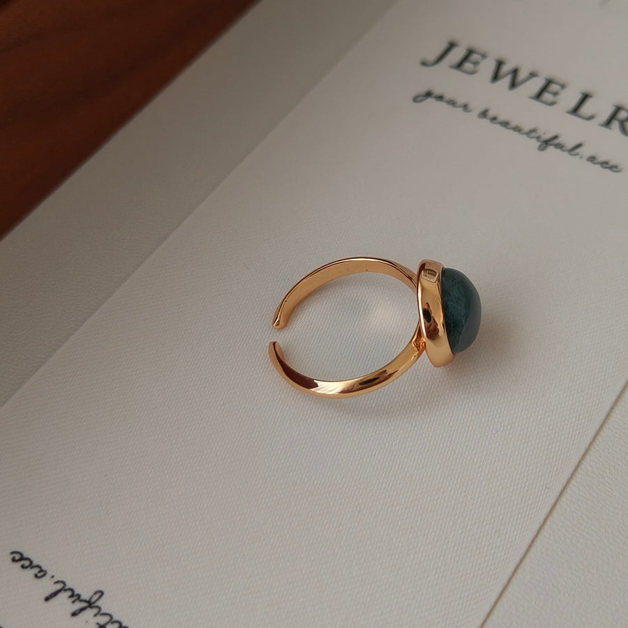 DOREA Moss Agate Adjustable Ring