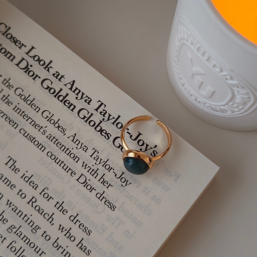 DOREA Moss Agate Adjustable Ring