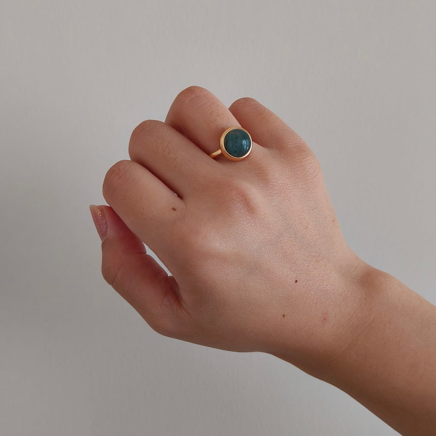 DOREA Moss Agate Adjustable Ring