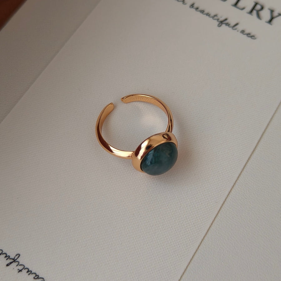 DOREA Moss Agate Adjustable Ring
