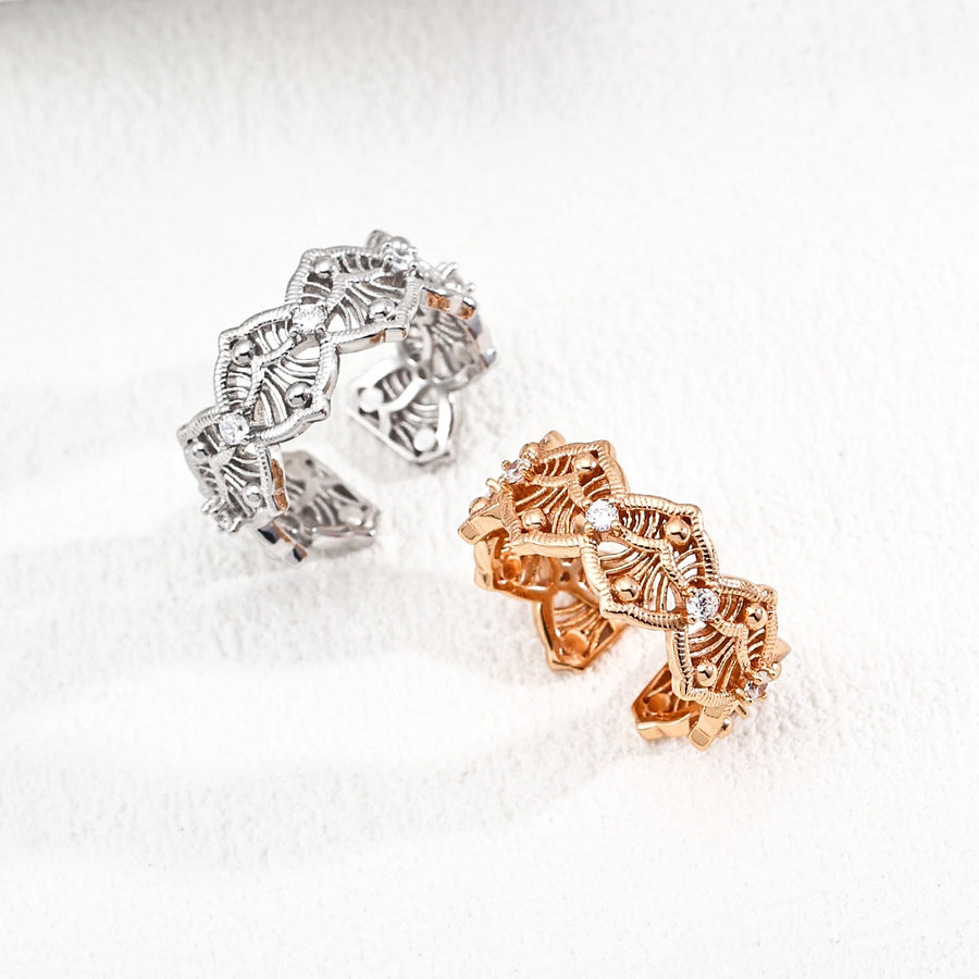 S925 Sterling Silver Zircon Ring with Artistic Design