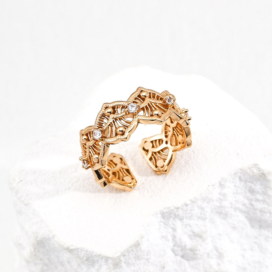 S925 Sterling Silver Zircon Ring with Artistic Design