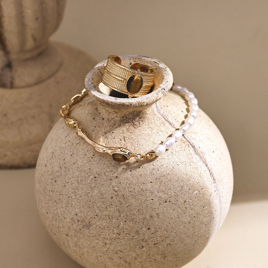S925 Silver Adjustable Tiger’s Eye Ring