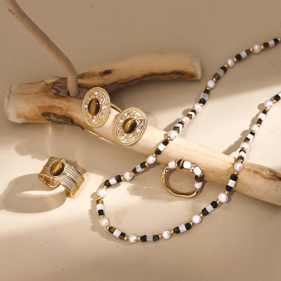 S925 Silver Adjustable Tiger’s Eye Ring